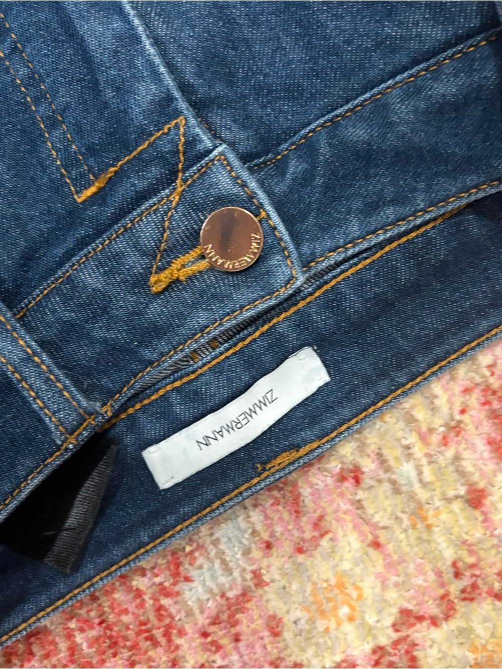 Zimmermann Dark Blue Bootcut Jeans with Gold Stitching